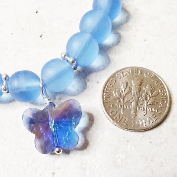Sky Blue Butterfly Stretch Bracelet! GirlyGirl's or Teen's Blue - Picture 5 of 8
